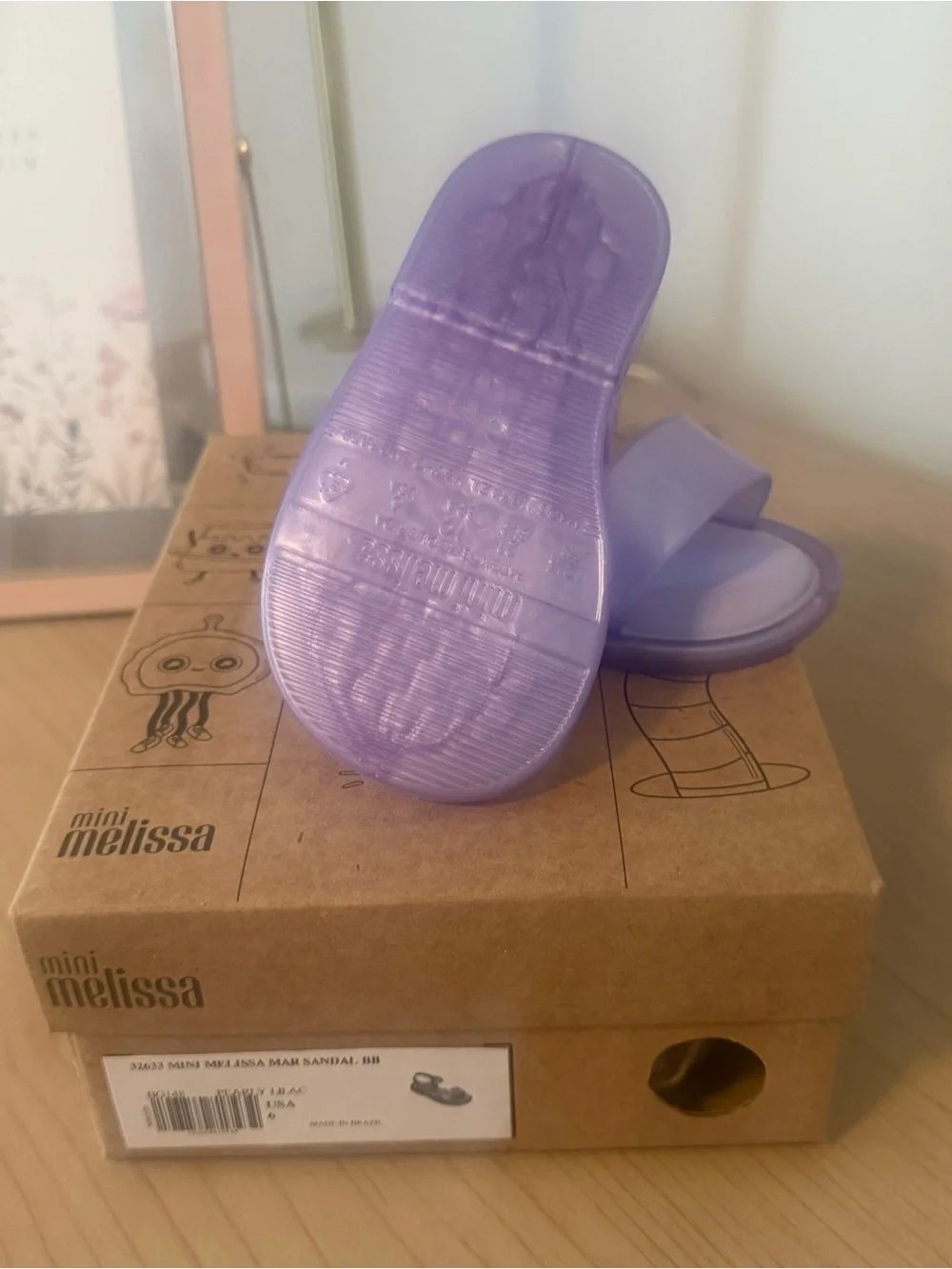 Mini Melissa Girls' Iridescent Lavender Jelly Sandals